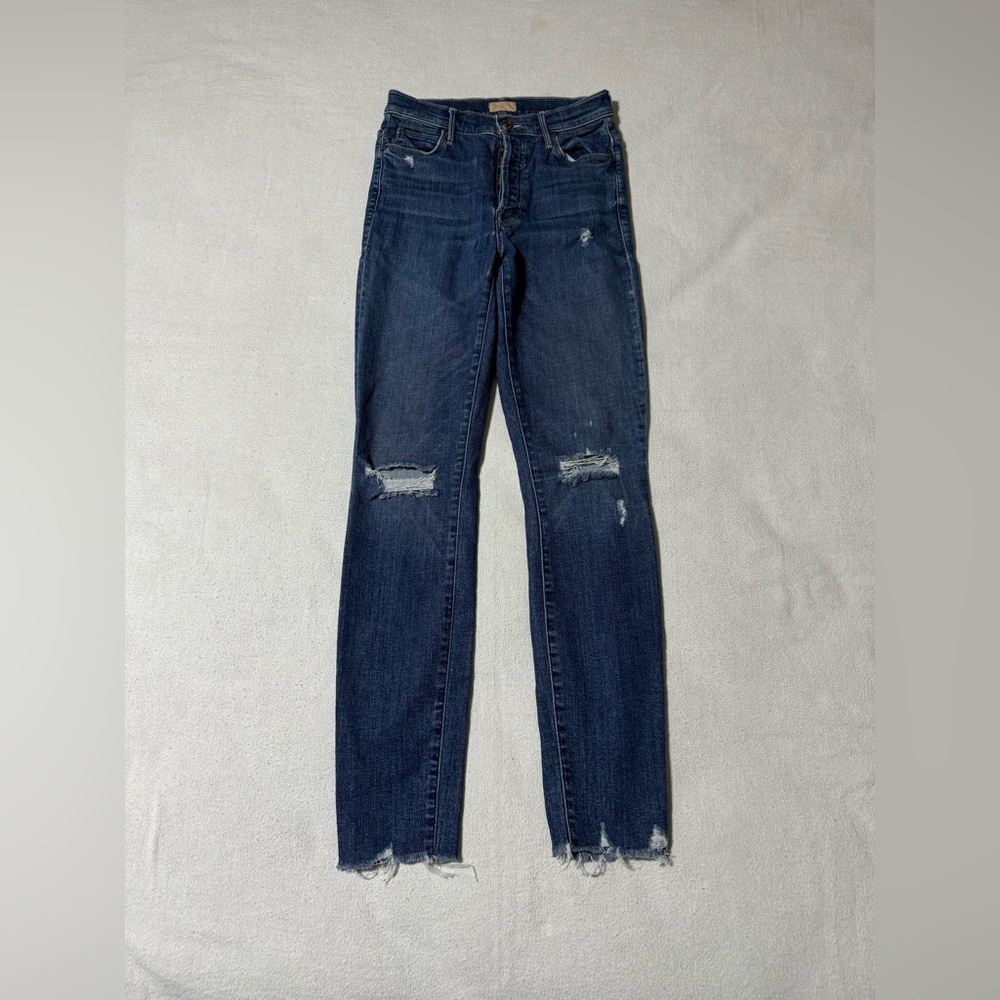 Mother Jeans Women's 26 The‎ Stunner Chew Distressed Stretch Off Duty Button Fly